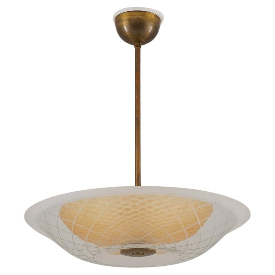 Scandinavian Glass Flush Mount by Orrefors, Sweden