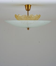 Scandinavian Glass Flush Mount by Orrefors, Swedish Modern