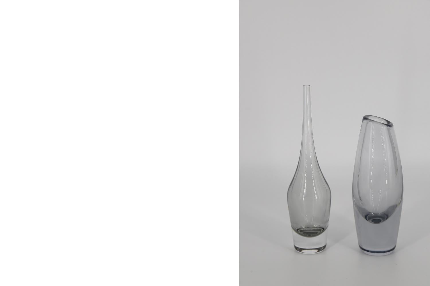 Scandinavian Modern Vintage Mid-century Modern Scandinavian Swedish Transparent Glass Vase, 1960s For Sale