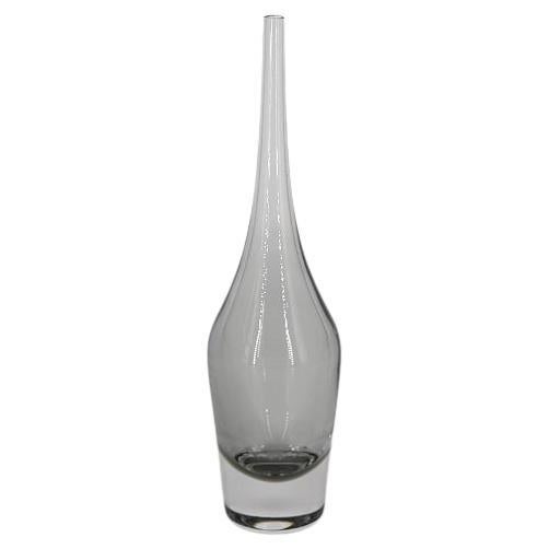 Vintage Mid-century Modern Scandinavian Swedish Transparent Glass Vase, 1960s For Sale
