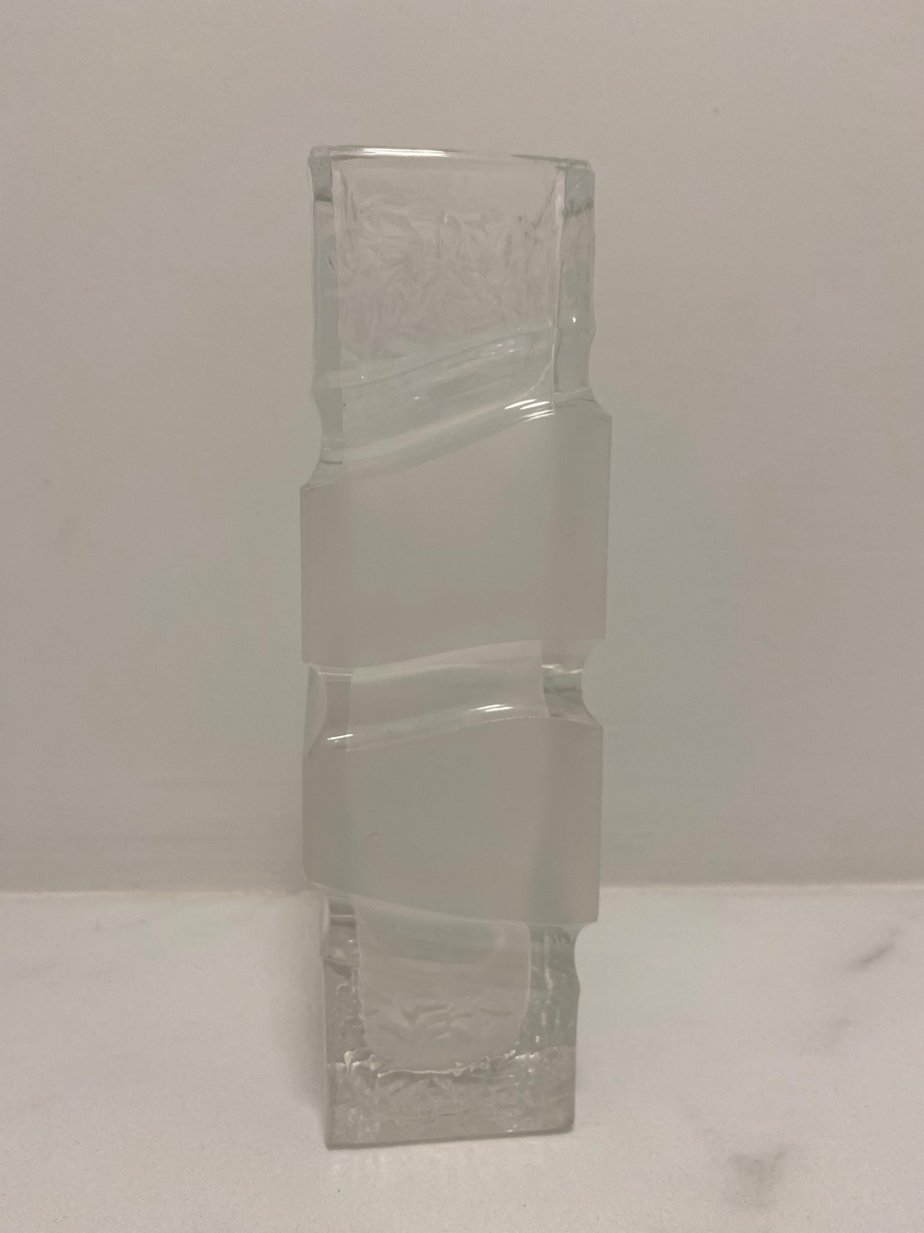 Frosted Scandinavian Glass Vase For Sale