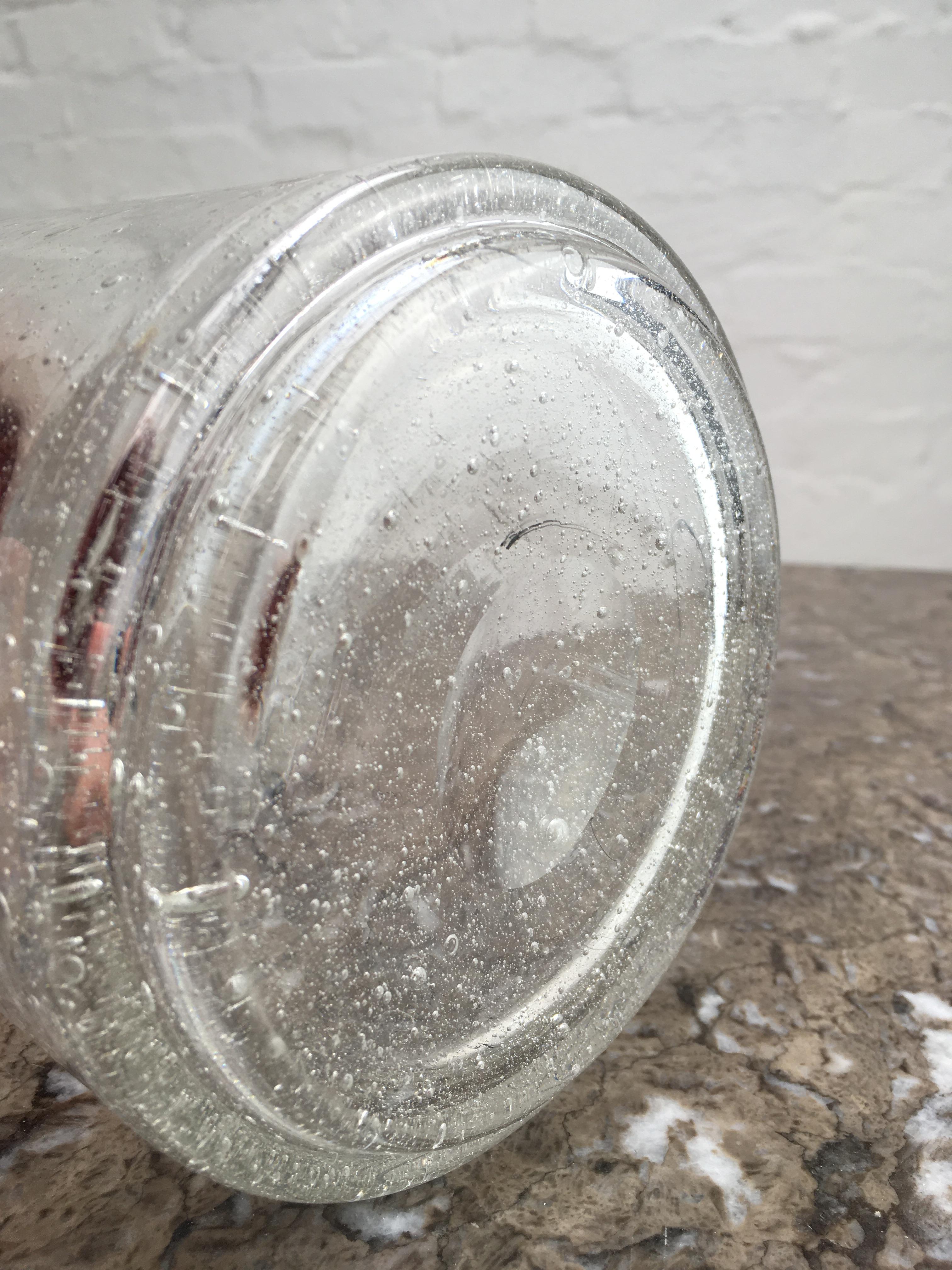 Scandinavian Glass Vase Ombre Crimson and Clear Bubble Brutalist Unsigned, 1970s For Sale 4