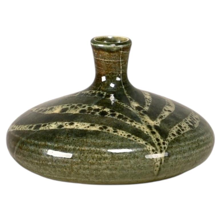 Scandinavian glazed earthenware Vase with flower motive, 1960s