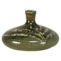 Scandinavian glazed earthenware Vase with flower motive, 1960s