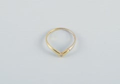 Scandinavian Goldsmith, Modernist Gold Ring Adorned with Brilliant
