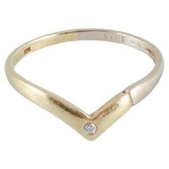 Vintage Scandinavian Goldsmith, Modernist Gold Ring Adorned with Brilliant