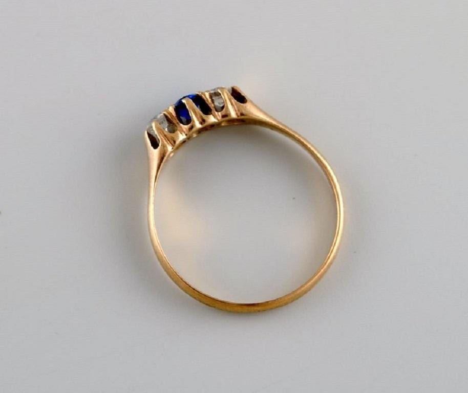 Women's Scandinavian Goldsmith, Vintage Ring in 14 Carat Gold Adorned with Three Stones