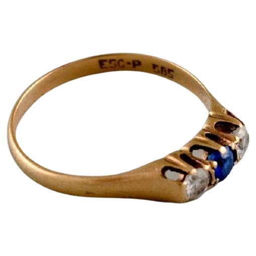 Scandinavian Goldsmith, Vintage Ring in 14 Carat Gold Adorned with Three Stones