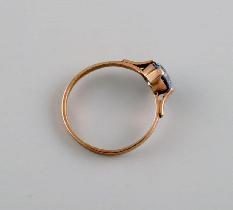 Scandinavian goldsmith. Vintage ring in 14 carat gold with light blue stone. For Sale at 1stDibs
