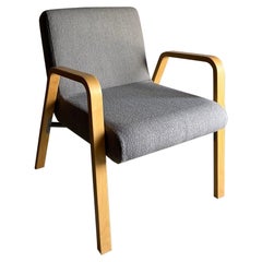 Sedia Easy Chair scandinava in bengala grigio anni '80