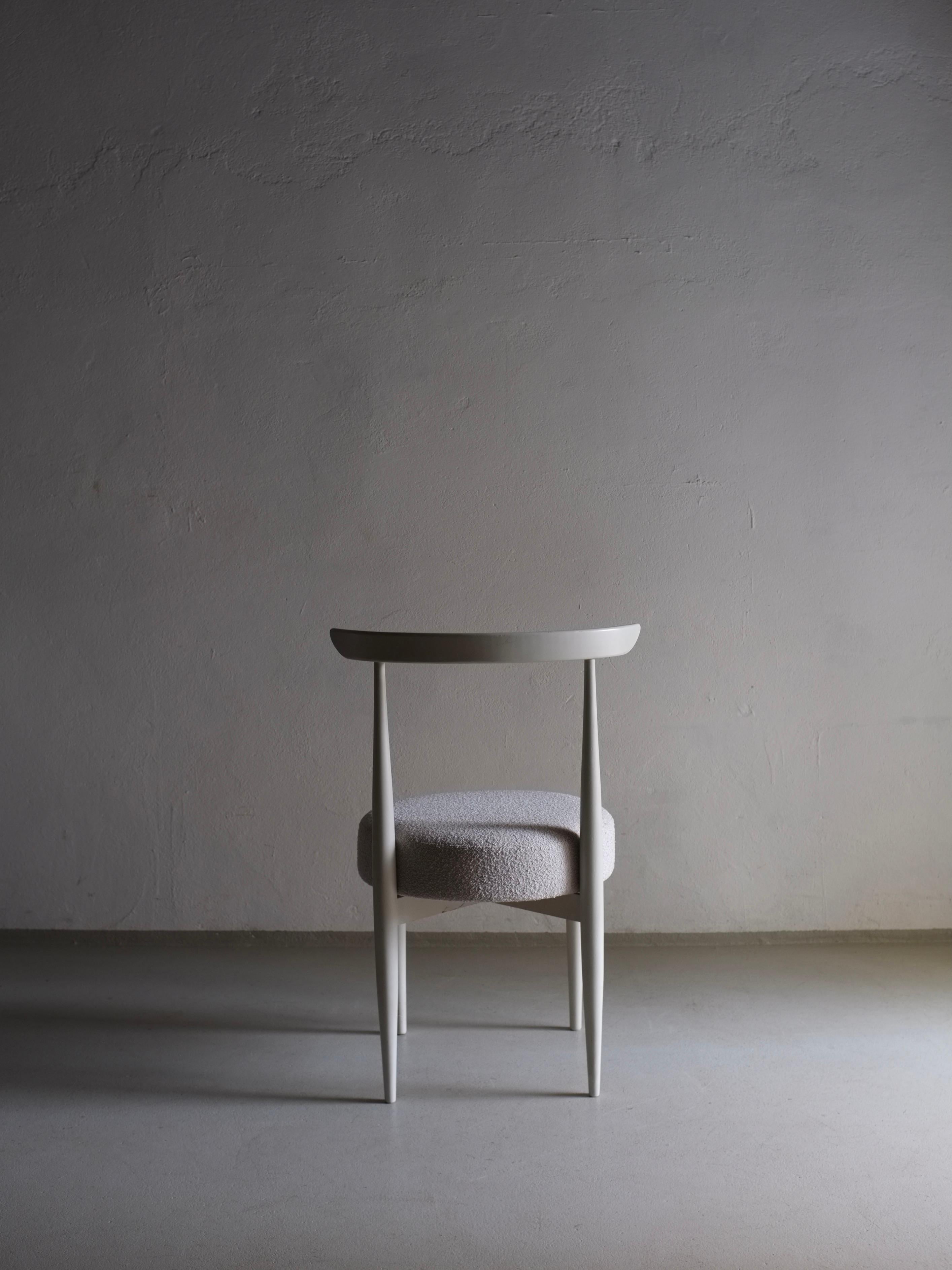 Minimalist Scandinavian Gray Boucle Chair, 1960s For Sale