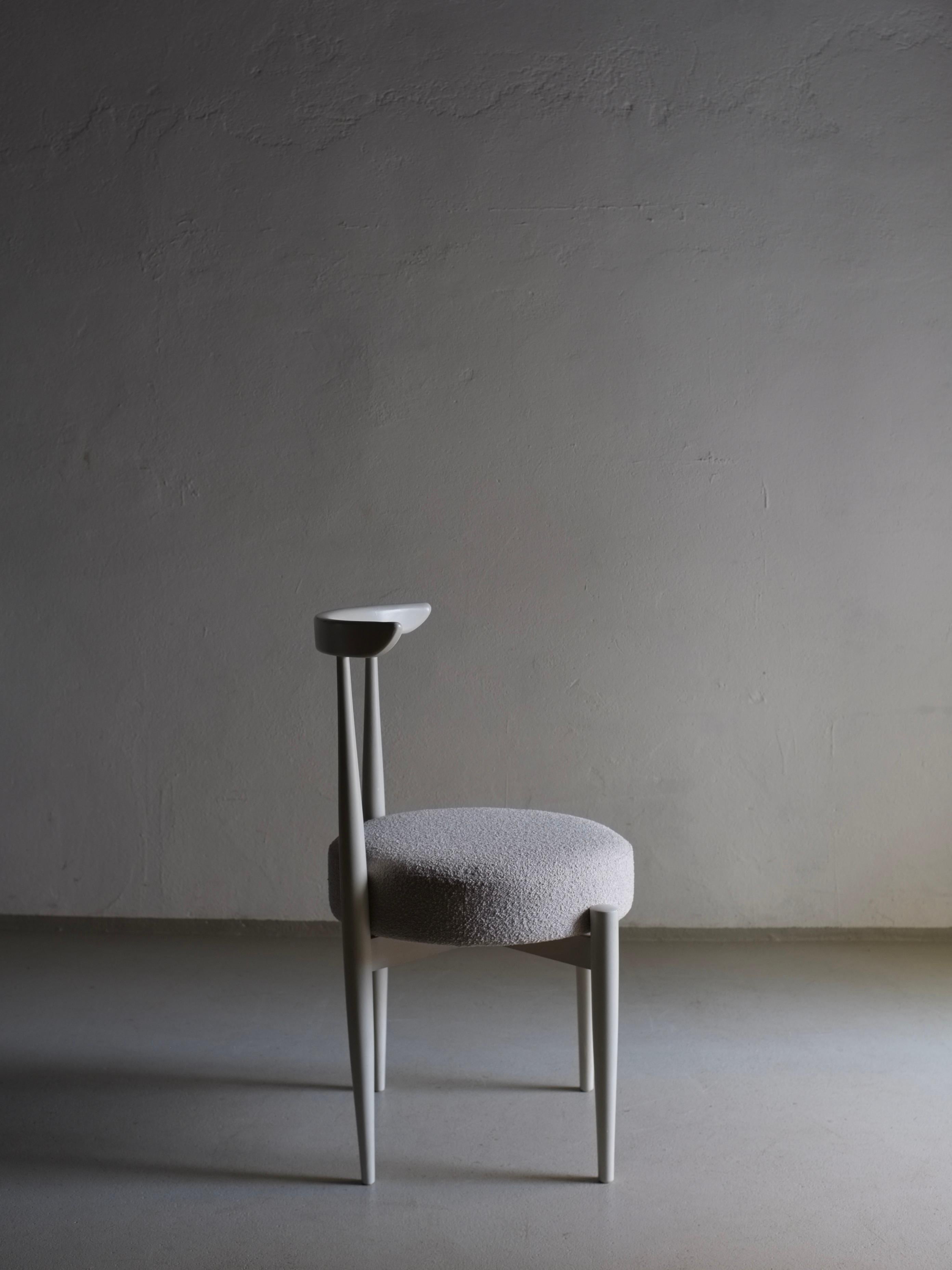 Upholstery Scandinavian Gray Boucle Chair, 1960s For Sale