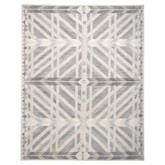Scandinavian Gray Ivory Hand Wool Blend Rug 11'10''x15'