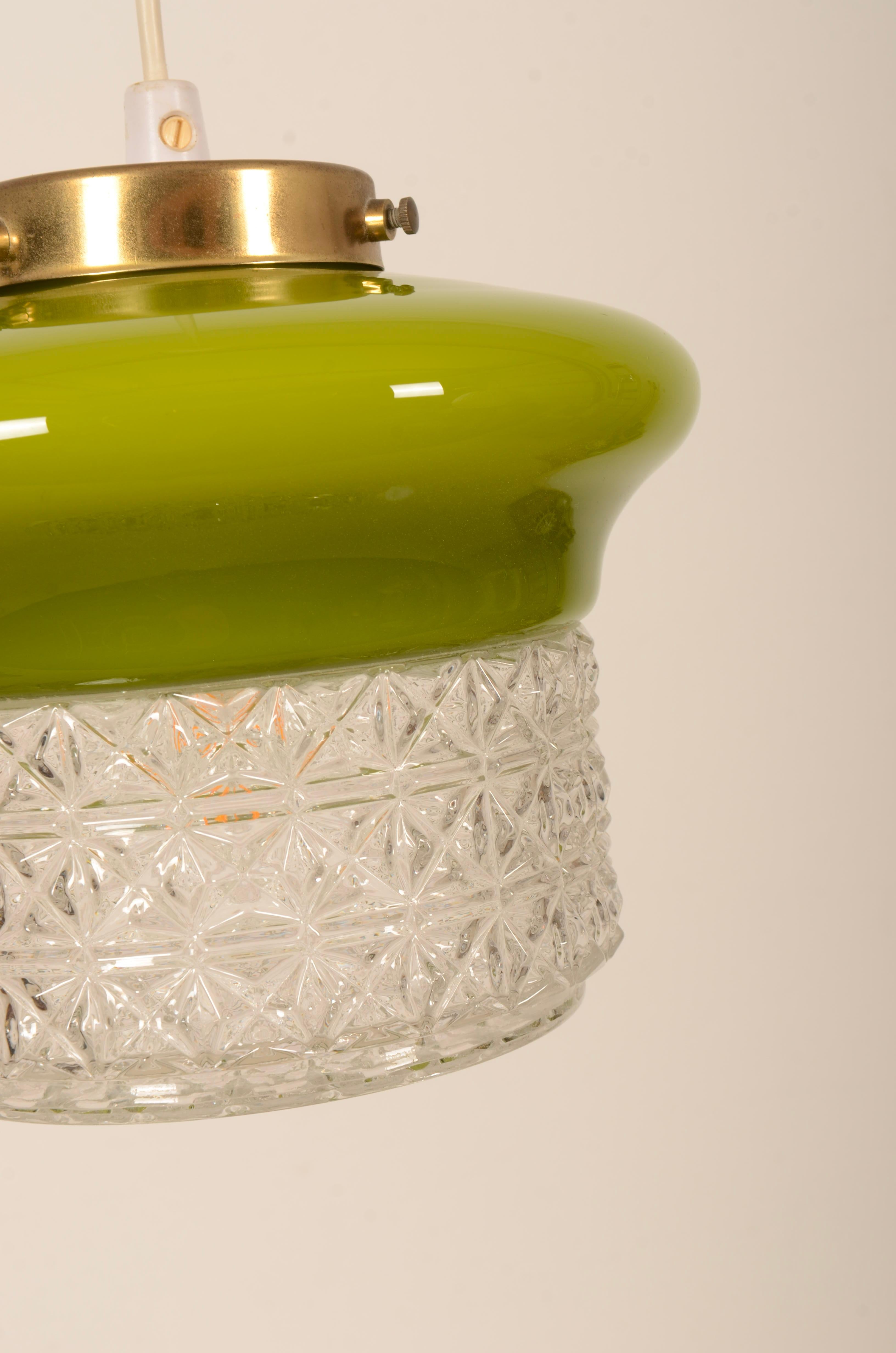 Scandinavian Green Glass Pendant Lamp For Sale 1