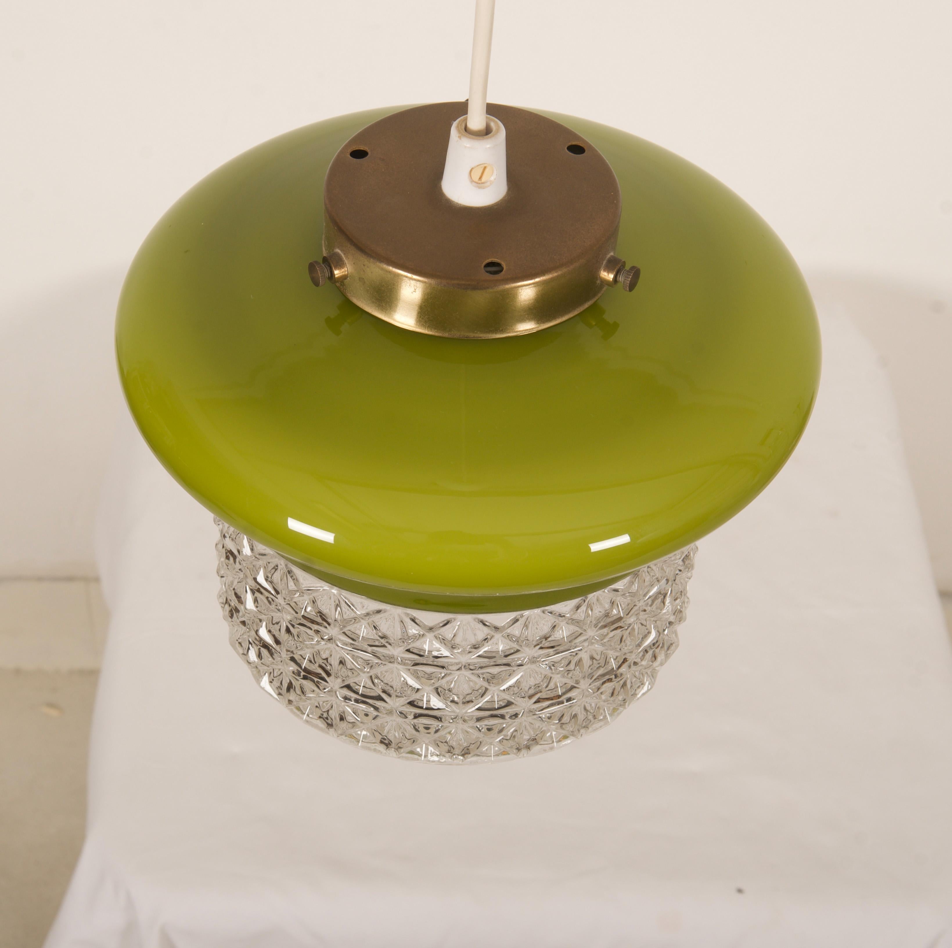 Scandinavian Green Glass Pendant Lamp For Sale 3