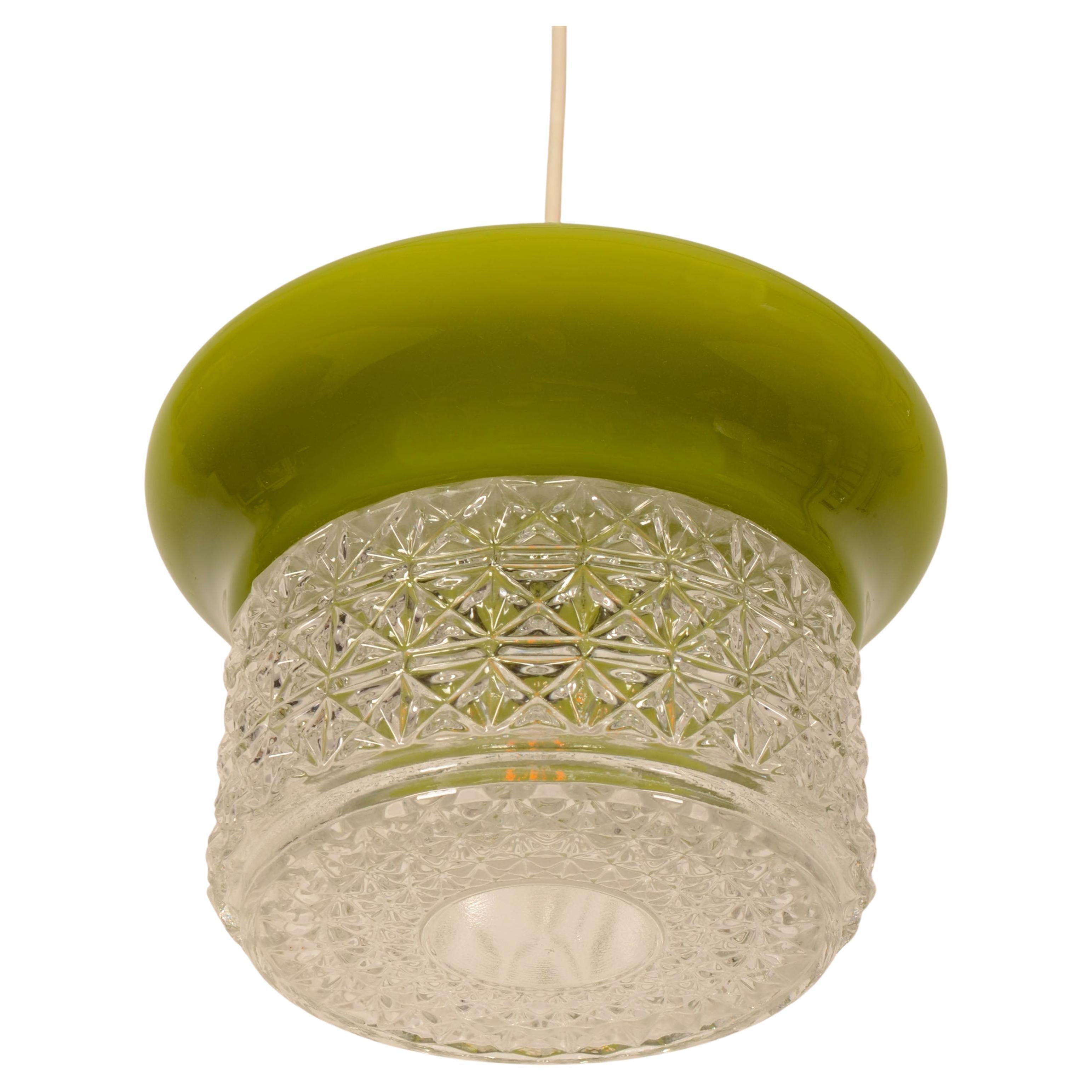 Scandinavian Green Glass Pendant Lamp For Sale