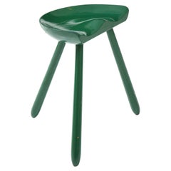 Vintage Scandinavian Green Painted Tractor Seat Stool, circa 1960s