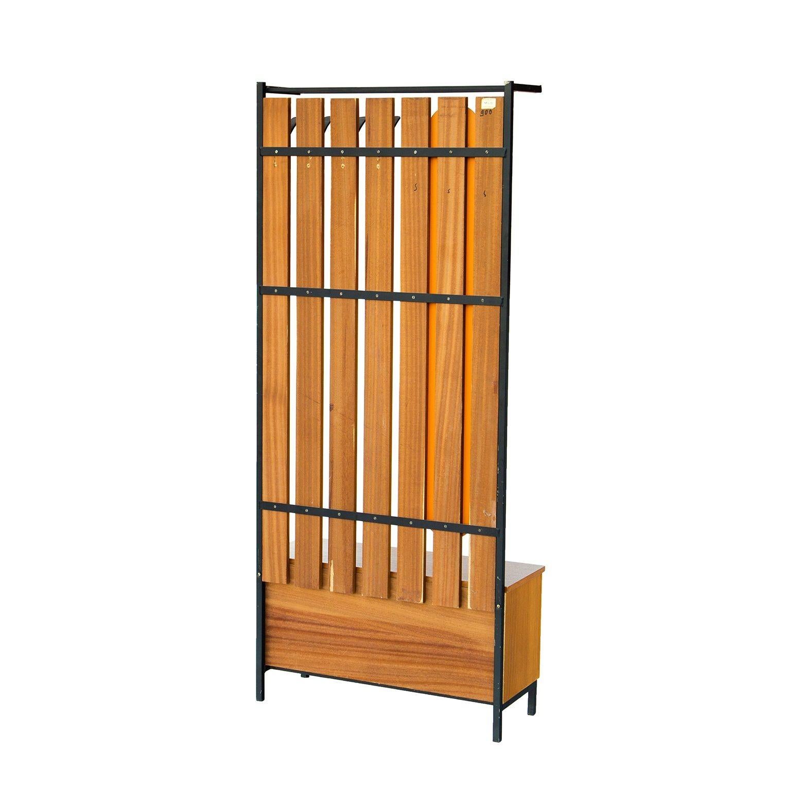 Scandinavian Hall Tree and Storage Bench with Hooks and Mirror 5