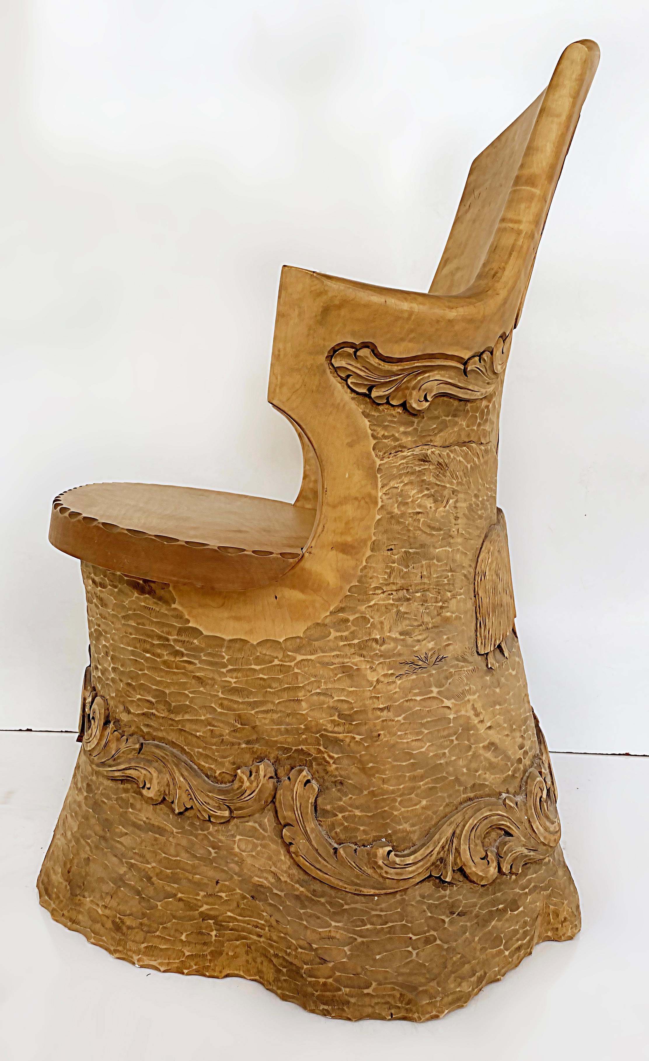 traditional tree trunk chair of scandinavia