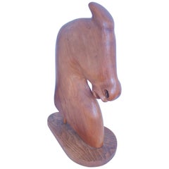 Scandinavian Hand Carved Teak Horse Head Mid-Century Modern