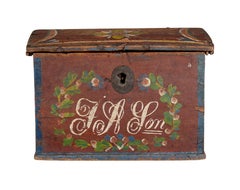 Scandinavian hand painted folk art pine box