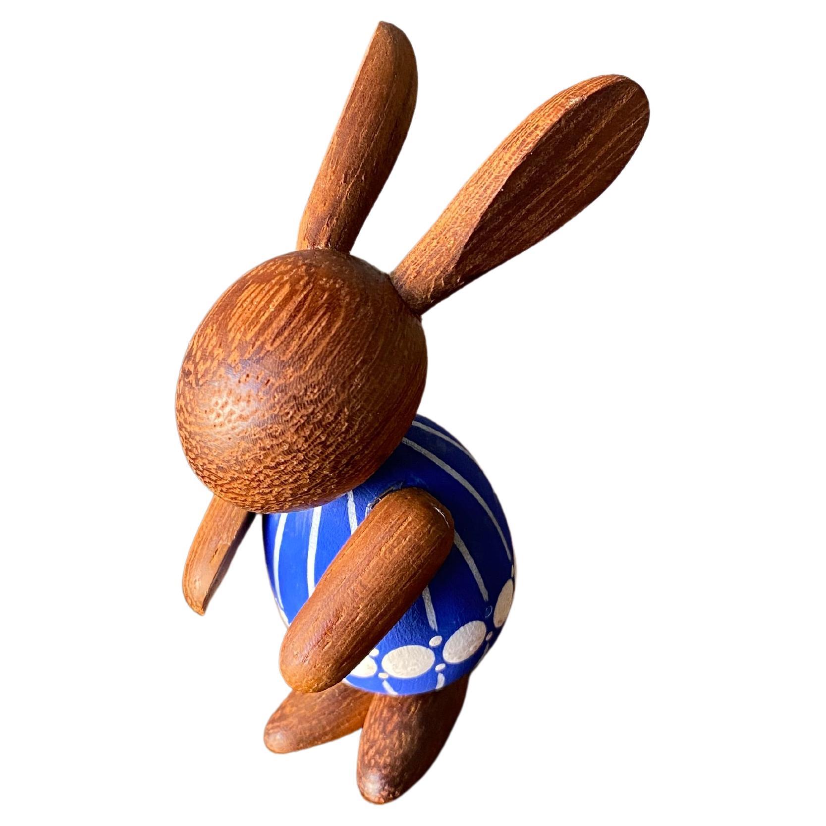 Scandinavian Hand Painted Teak Bunny / Rabbit, 1960's