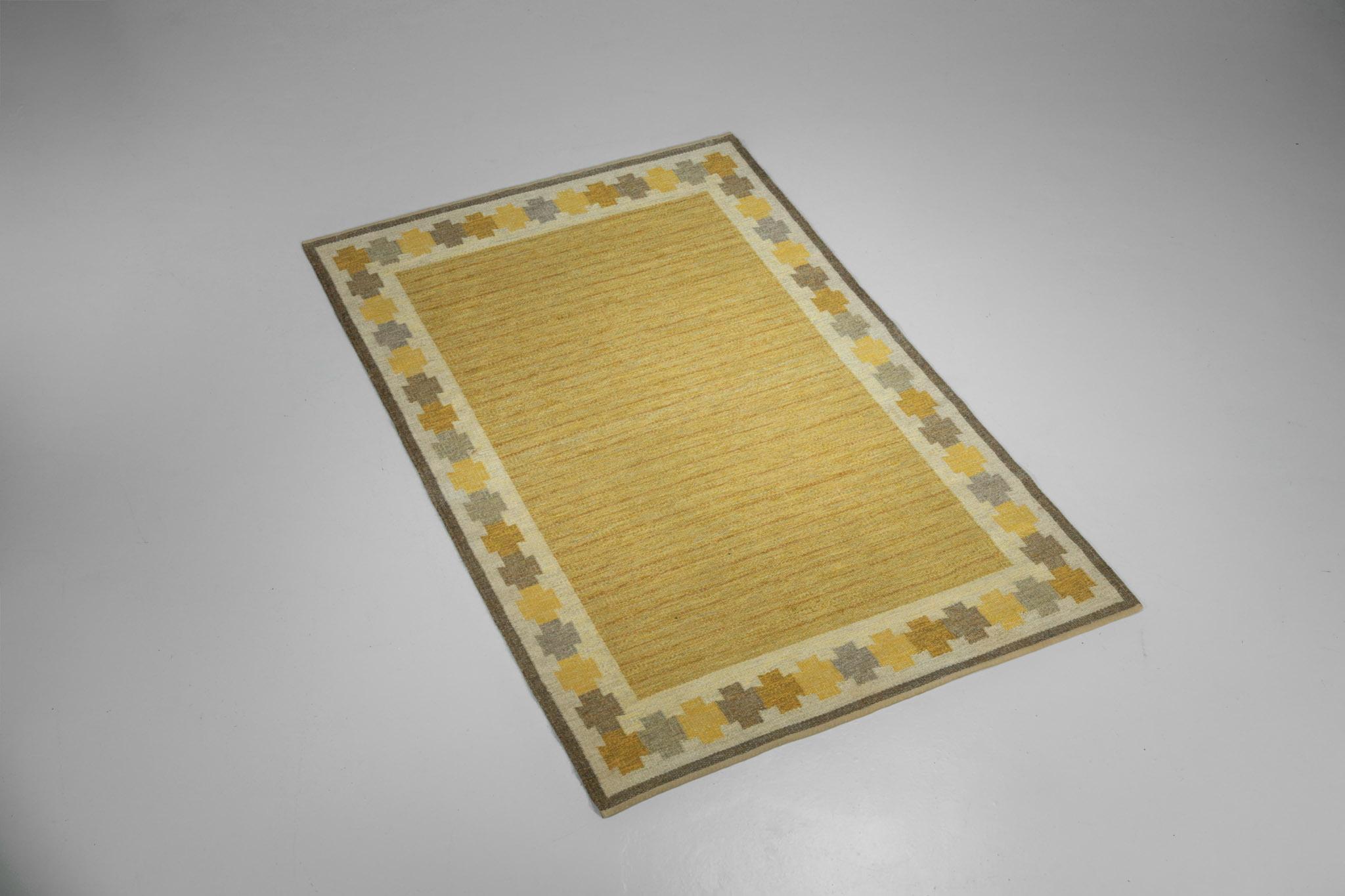 Mid-20th Century Scandinavian Hand Woven Rug from Ingegerd Silow from the 60's For Sale