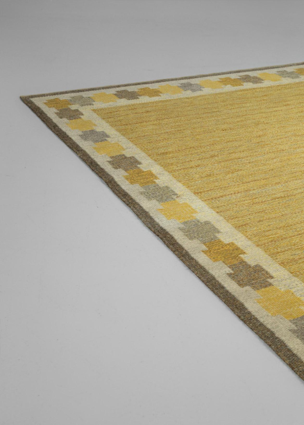 Wool Scandinavian Hand Woven Rug from Ingegerd Silow from the 60's For Sale