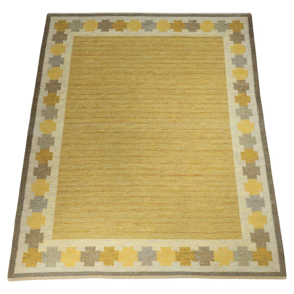 Scandinavian Hand Woven Rug from Ingegerd Silow from the 60's For Sale