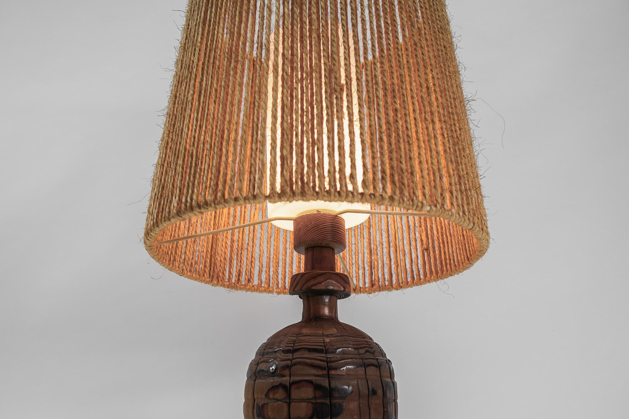Scandinavian Handmade Mid-Century Modern Wood Table Lamp, 1960s For Sale 1