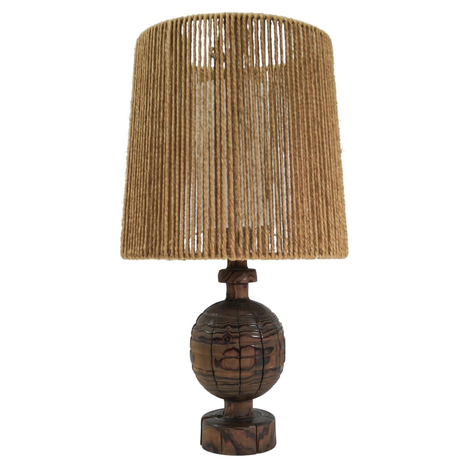 Scandinavian Handmade Mid-Century Modern Wood Table Lamp, 1960s For Sale