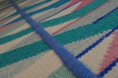 Scandinavian Handwoven Tapestry, Pink, Blue and Turquoise Colors