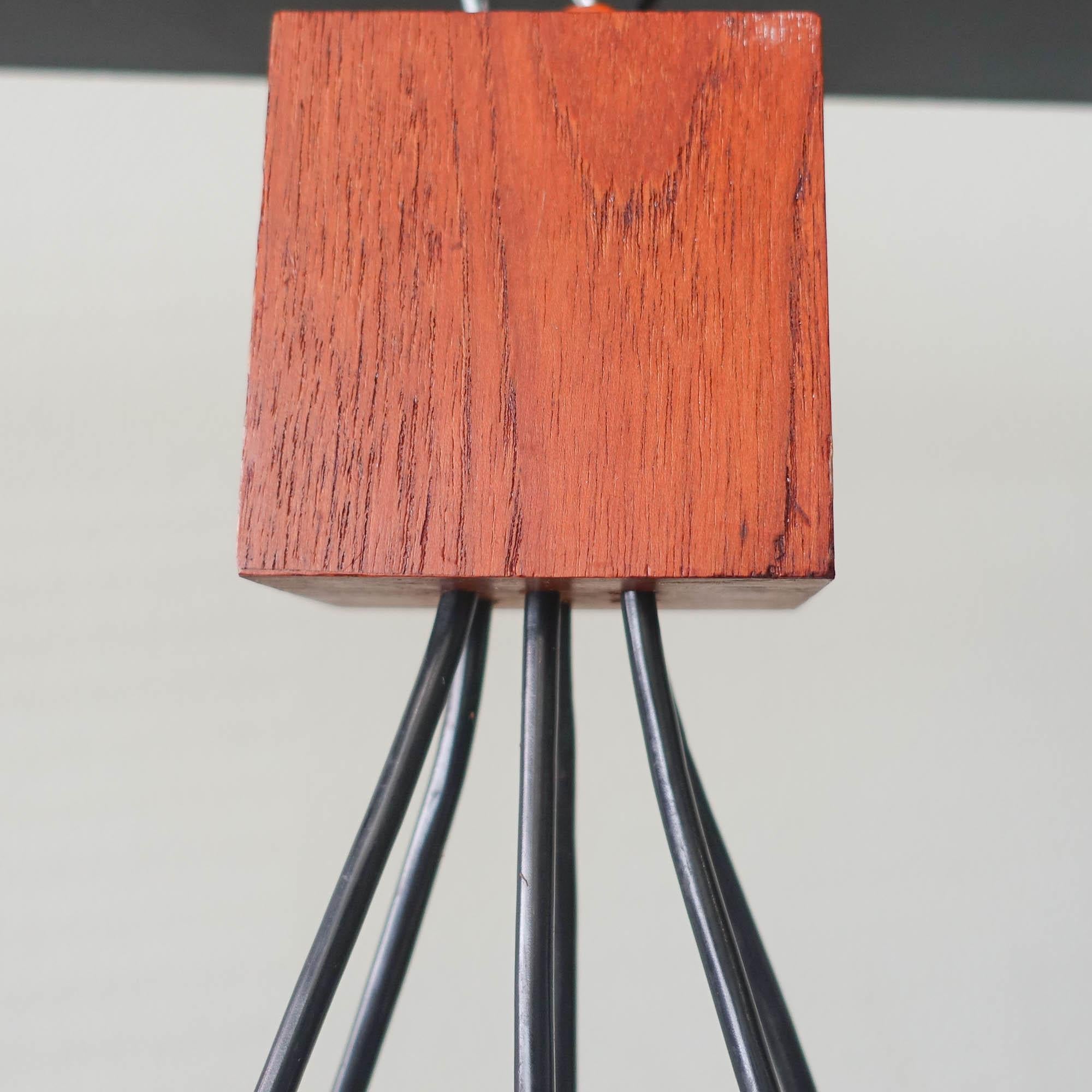 Scandinavian Hanging Lamp In Teak And Perspex Granite, 1960's For Sale 7