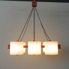 Scandinavian Hanging Lamp In Teak And Perspex Granite, 1960's