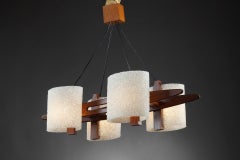 Scandinavian Hanging Lamp in Teak and Perspex Granite