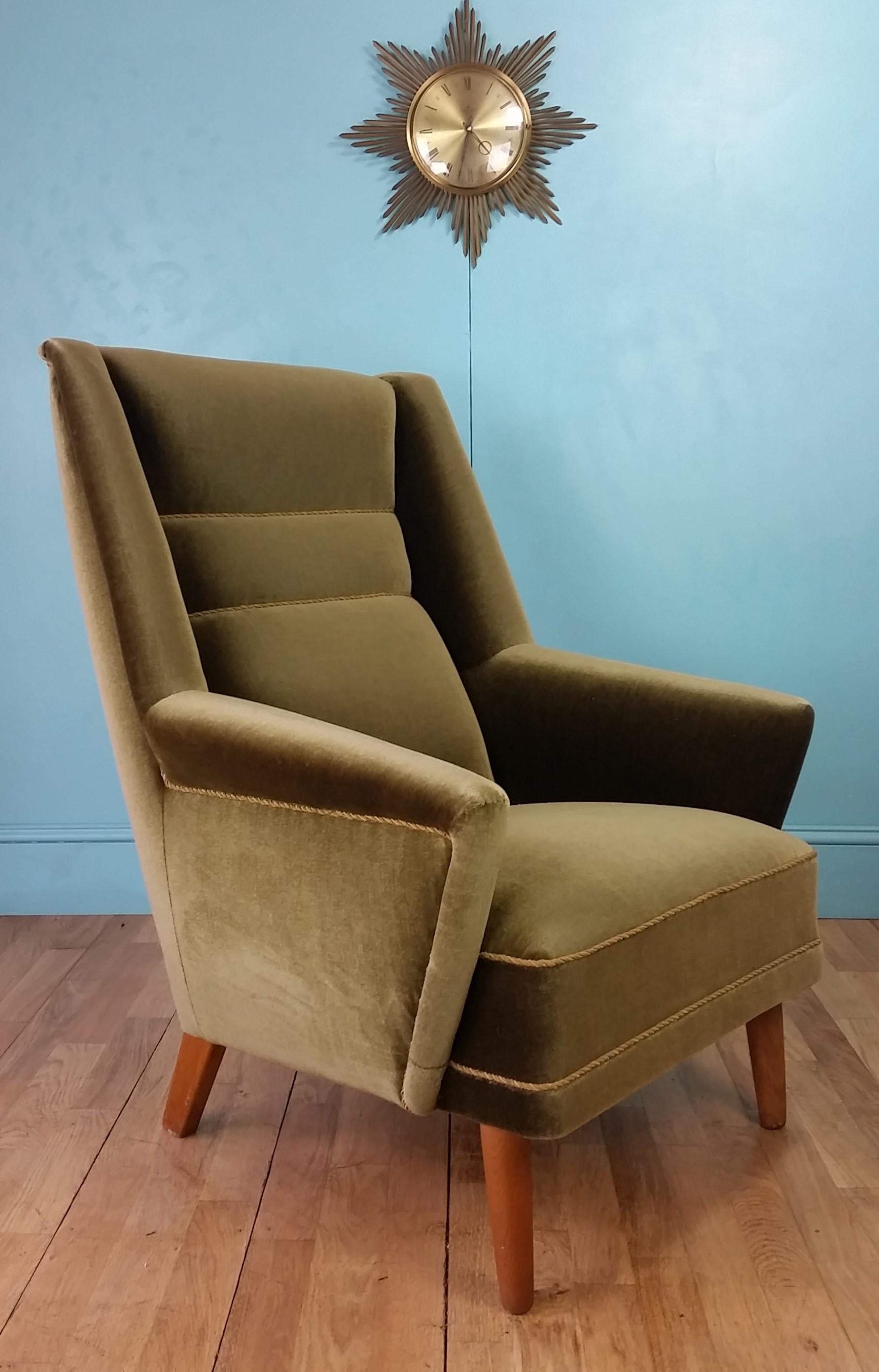 Scandinavian Modern Scandinavian High Back Lounge Chair, 1960's