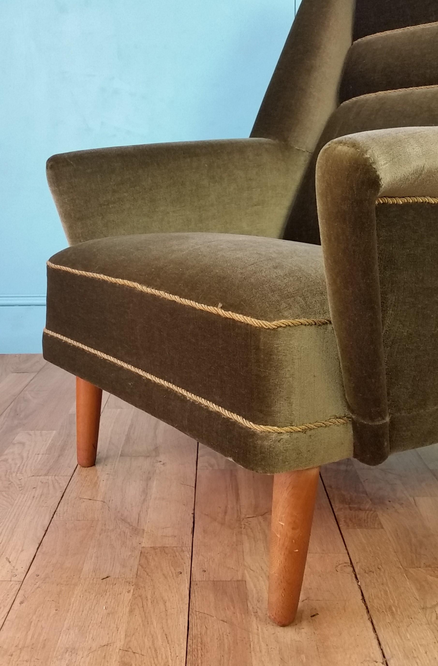Scandinavian High Back Lounge Chair, 1960's 2