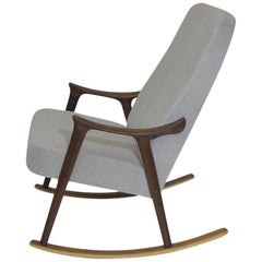 Scandinavian Highback Rocking Chair in Alpaca Mohair