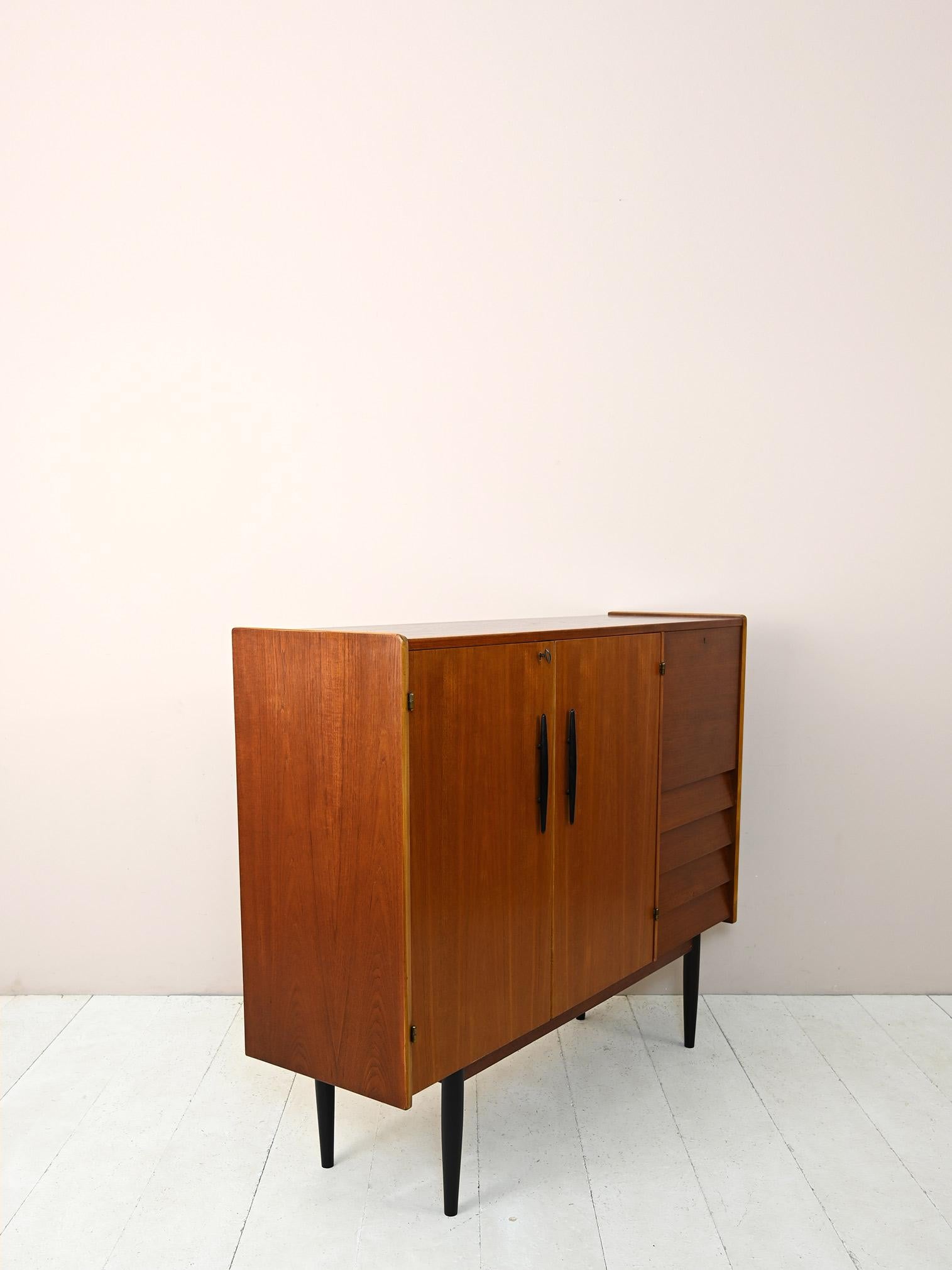 Mid-20th Century Scandinavian Highboard with Black Details