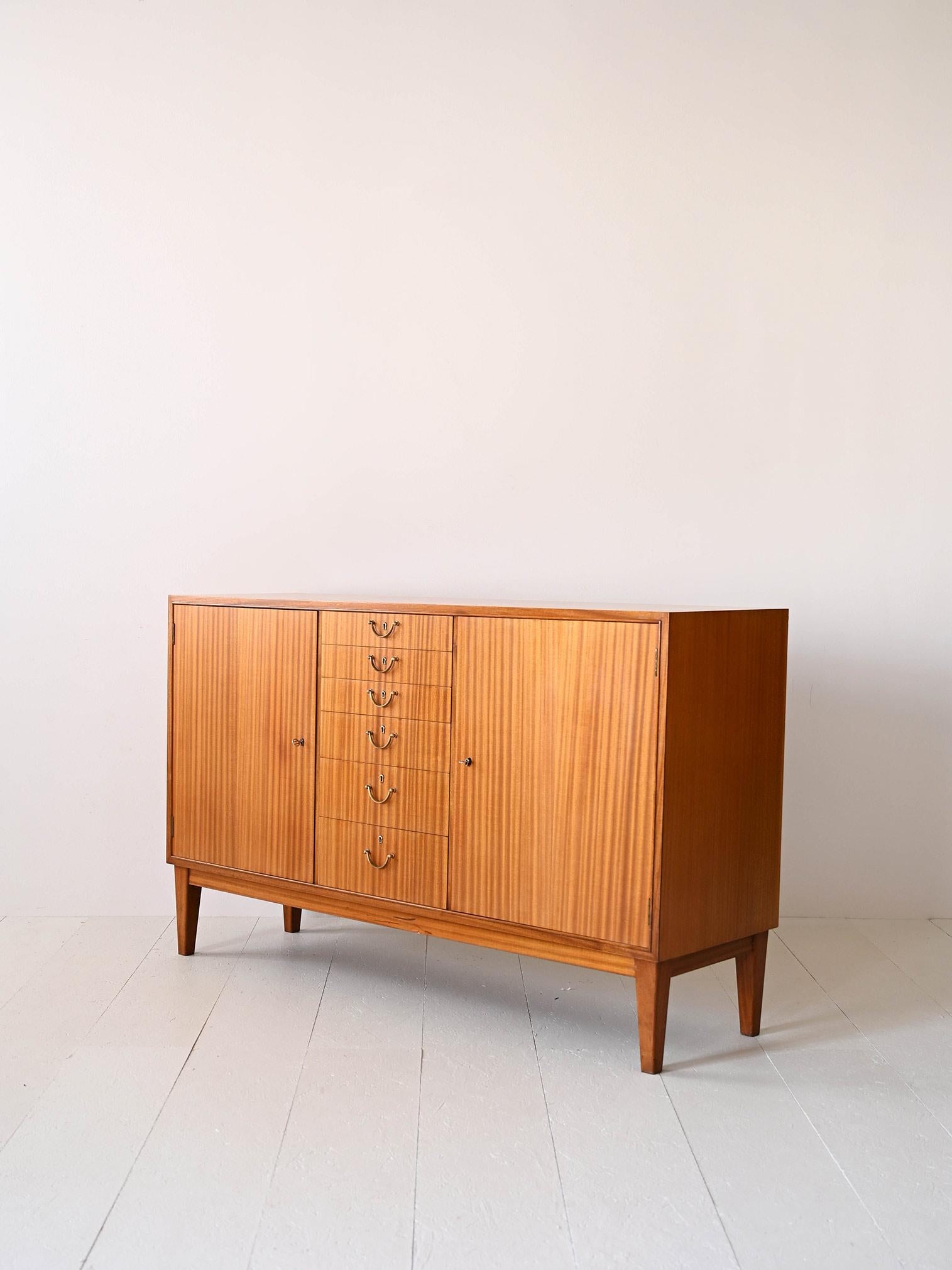 Mid-20th Century Scandinavian highboard with center drawers For Sale