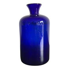 Scandinavian Holmegaard Mid-Century Modern Design Blue Glass Vase Bottle, 1960s