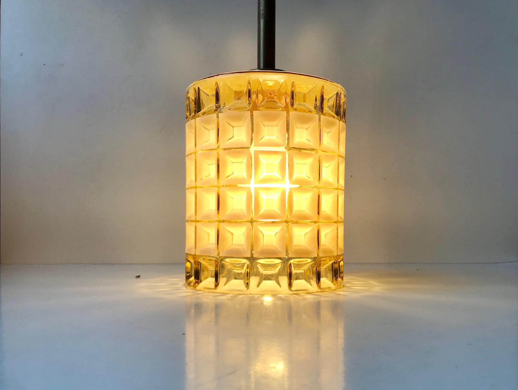 Danish Scandinavian Honeycomb Glass Ceiling Lamp from Vitrika, 1960s