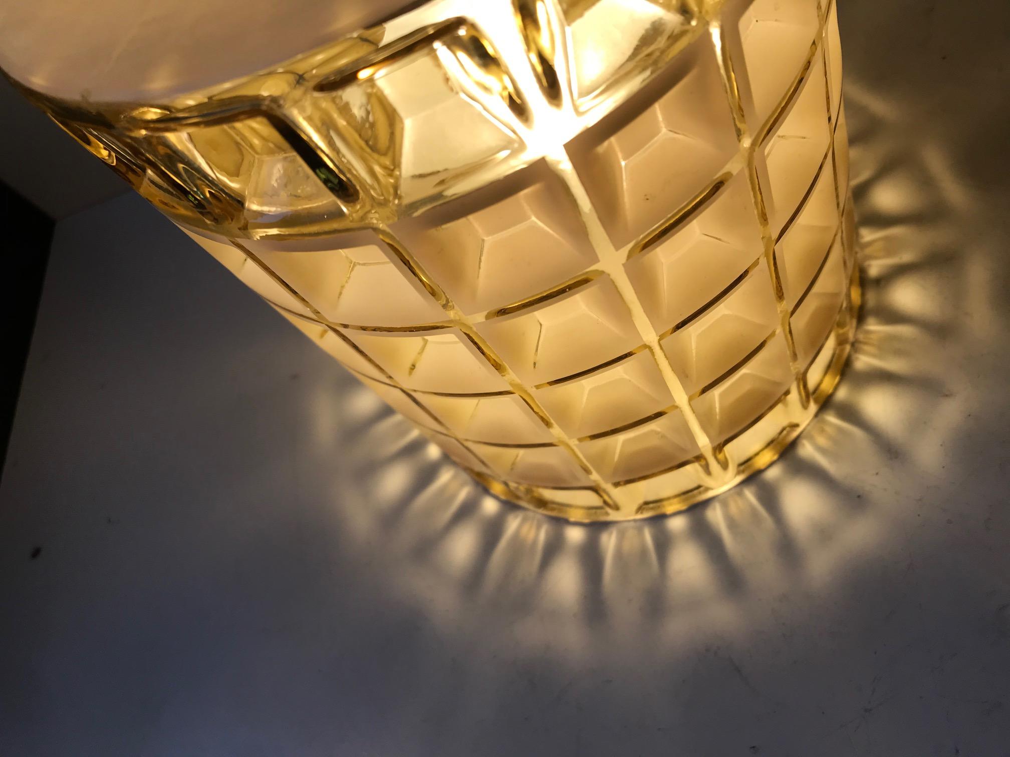 Scandinavian Honeycomb Glass Ceiling Lamp from Vitrika, 1960s In Good Condition In Esbjerg, DK
