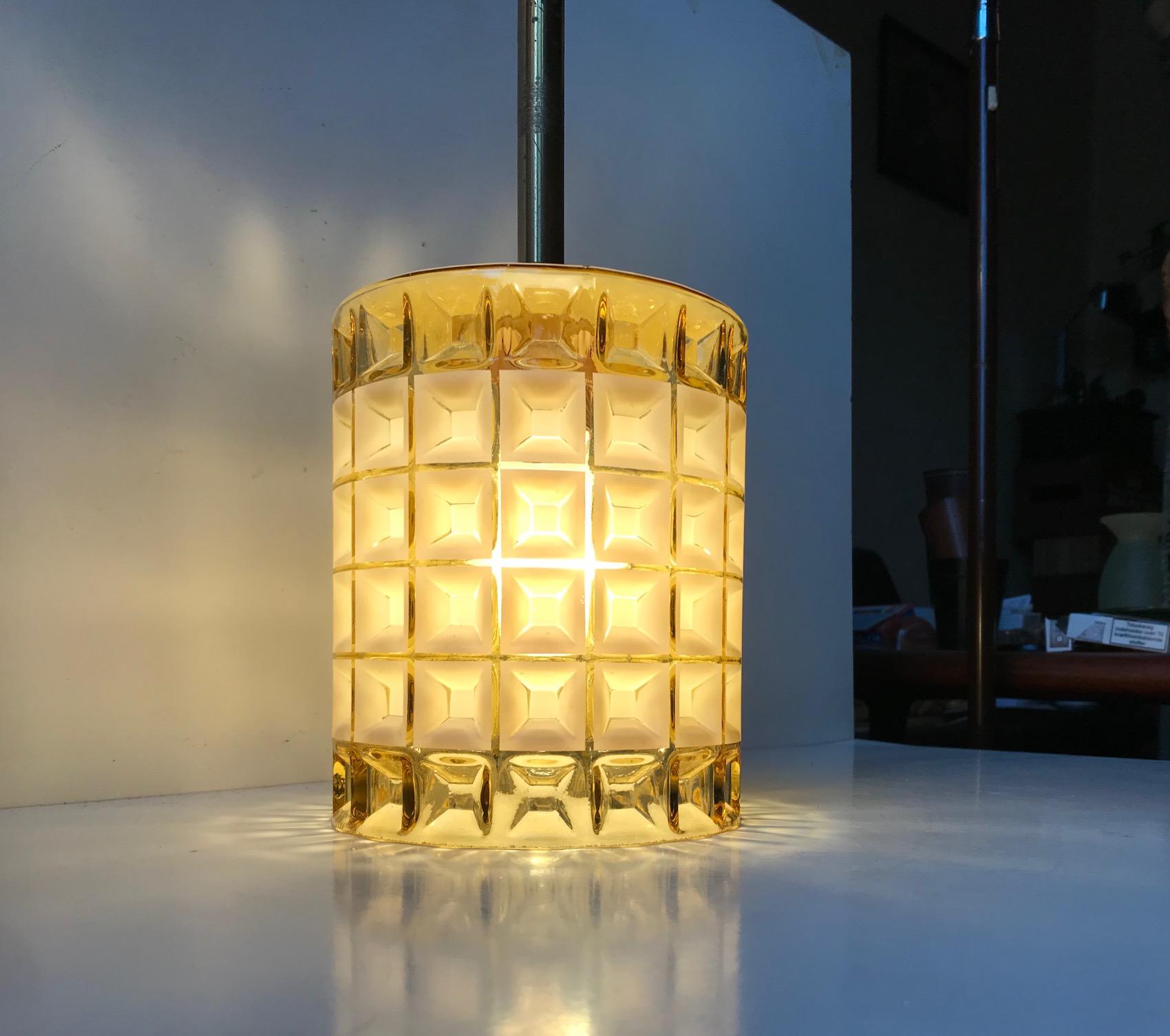 Mid-20th Century Scandinavian Honeycomb Glass Ceiling Lamp from Vitrika, 1960s