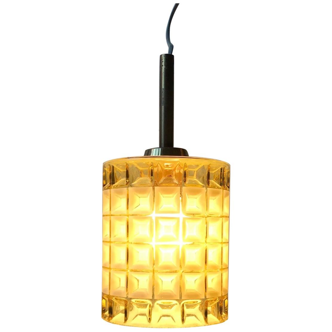 Scandinavian Honeycomb Glass Ceiling Lamp from Vitrika, 1960s