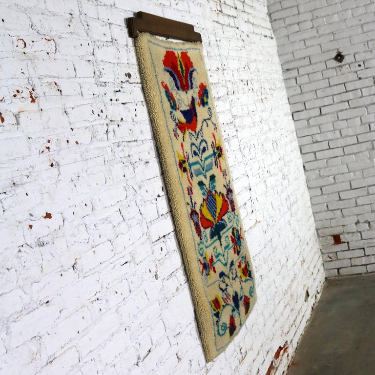 Scandinavian Hooked Rug Wall Hanging Vintage Midcentury at 1stDibs