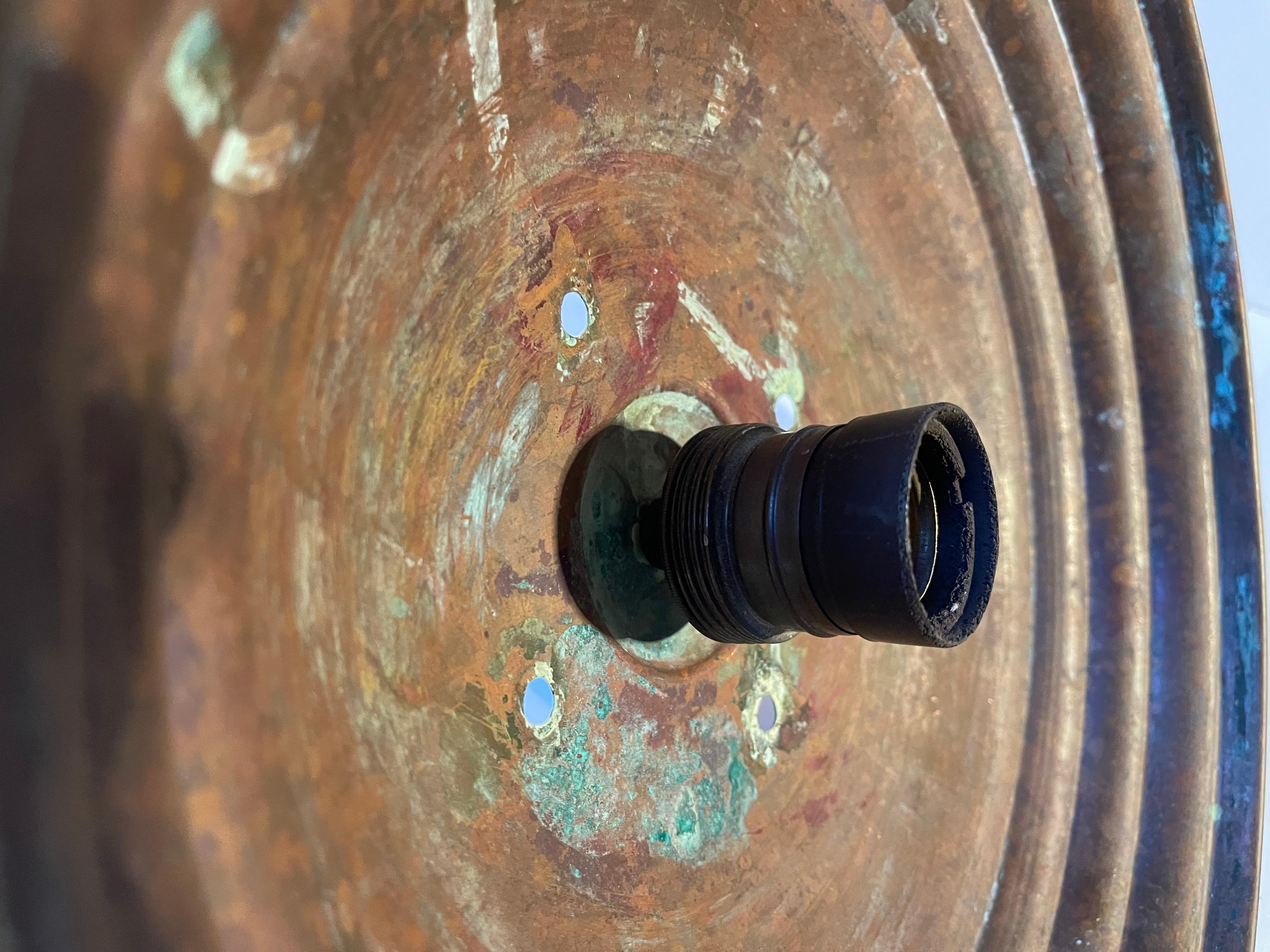 Scandinavian Industrial Bauhaus Pendant Light in Patinated Copper & Brass, 1930s For Sale 5