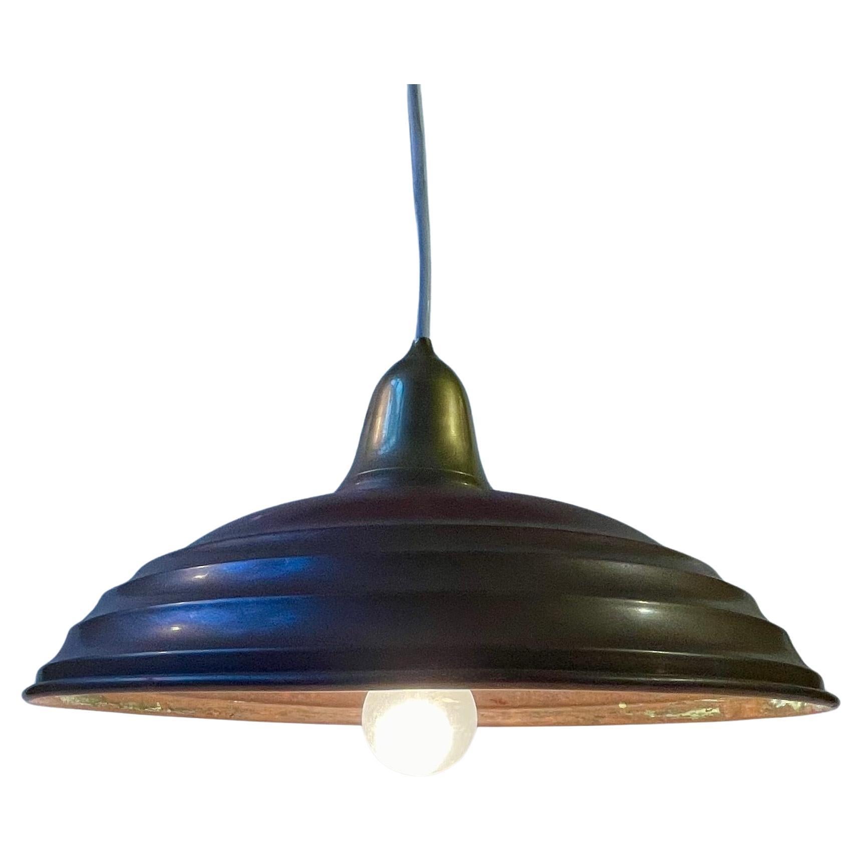 Scandinavian Industrial Bauhaus Pendant Light in Patinated Copper & Brass, 1930s For Sale 6