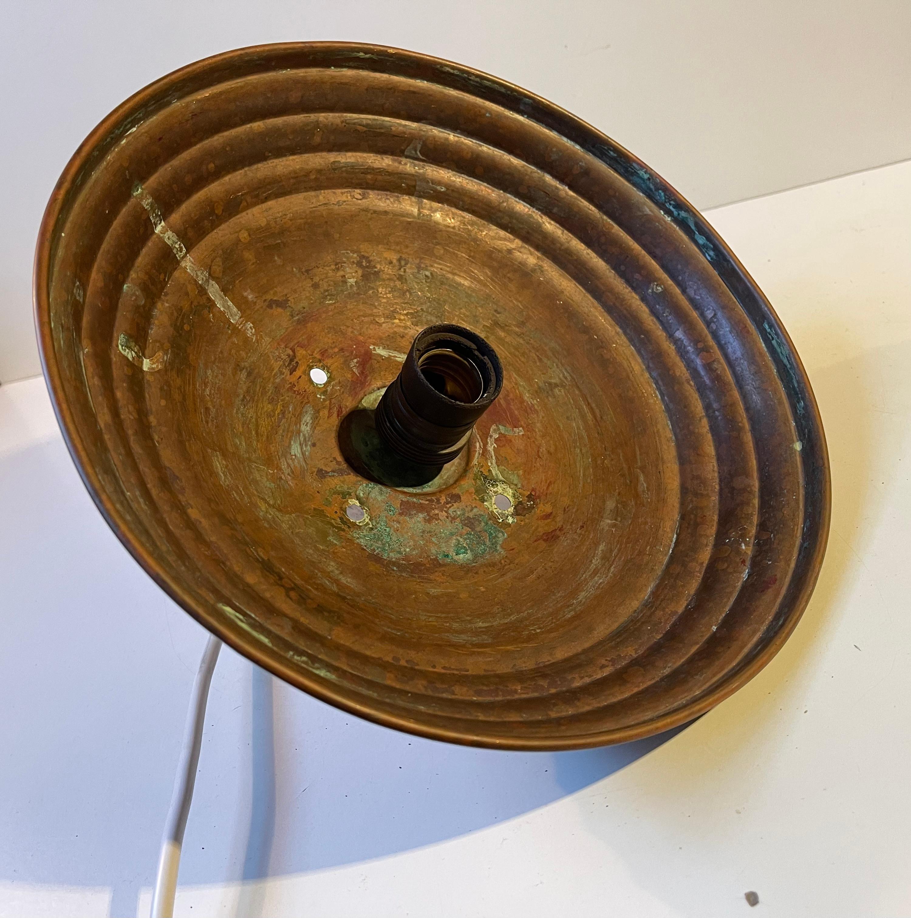 Scandinavian Industrial Bauhaus Pendant Light in Patinated Copper & Brass, 1930s For Sale 4