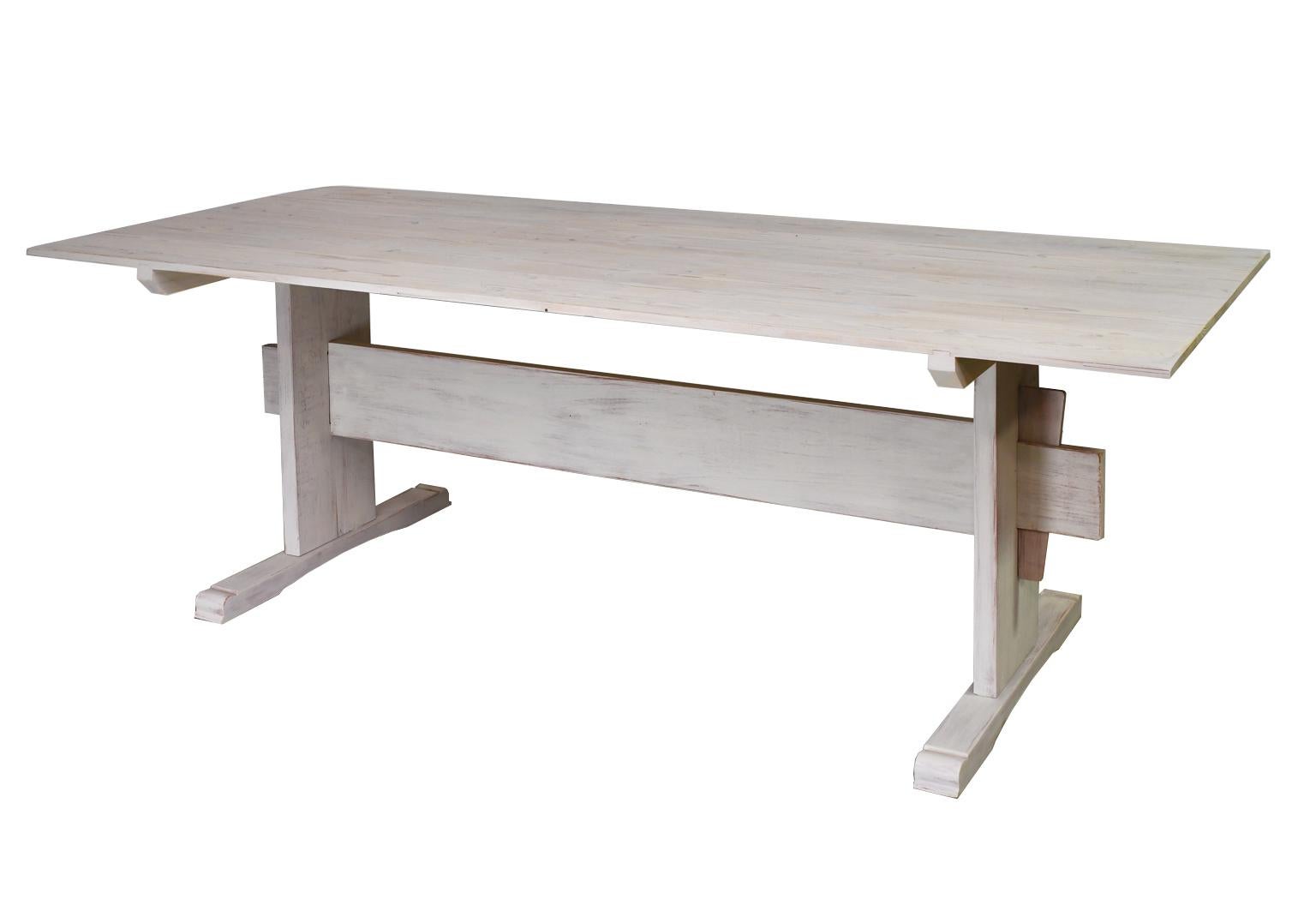 Contemporary Bonnin Ashley Custom Bench-Made Scandinavian-Inspired Trestle Dining Table For Sale